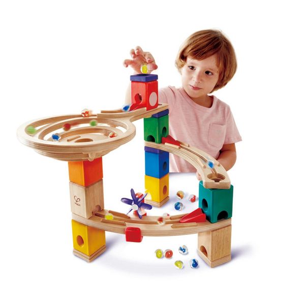 Hape Quadrilla Wooden Marble Run DIY Construction: Race To The Finish
