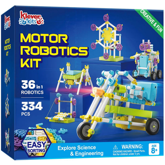Klever Kits 36-in-1 STEM Robot Building Kit - Motor Robot Science KIt Educational Toys Creative Birthday Gift for Boys & Girls Age 8+