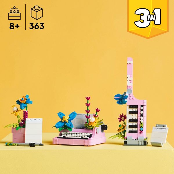 LEGO Creator 3 in 1 Typewriter with Flowers Building Toy with 3 Options Flowerpot or Keytar 31169