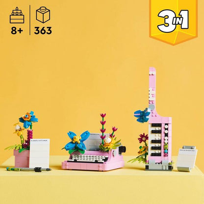 LEGO Creator 3 in 1 Typewriter with Flowers Building Toy with 3 Options Flowerpot or Keytar 31169