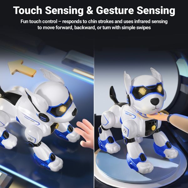 Smart Robot Dog Toy for Kids with Remote Control Voice Command Gesture Sensing Programmable Robotic Pet with LED Eyes for Boys Girls