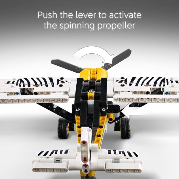 LEGO Technic Bush Plane Building Toy with Spinning Propeller, 4-Cylinder Piston Engine 42198