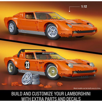 Mattel Brick Shop Hot Wheels '71 Lamborghini Miura P400 SV Building Toy Kit 1523pc, for Collectors
