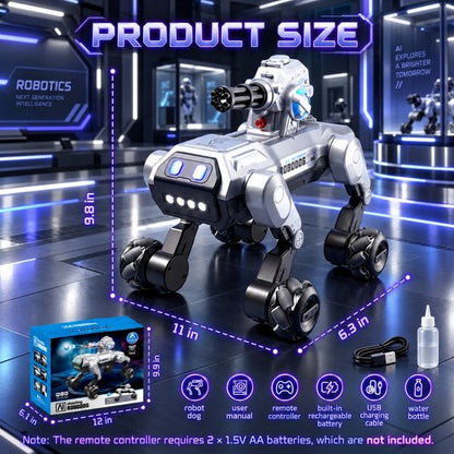 Smart Interactive Robot Dog Pet Toys for Kids with Voice, Remote & Touch Control, Spray and 360 Ball Launcher
