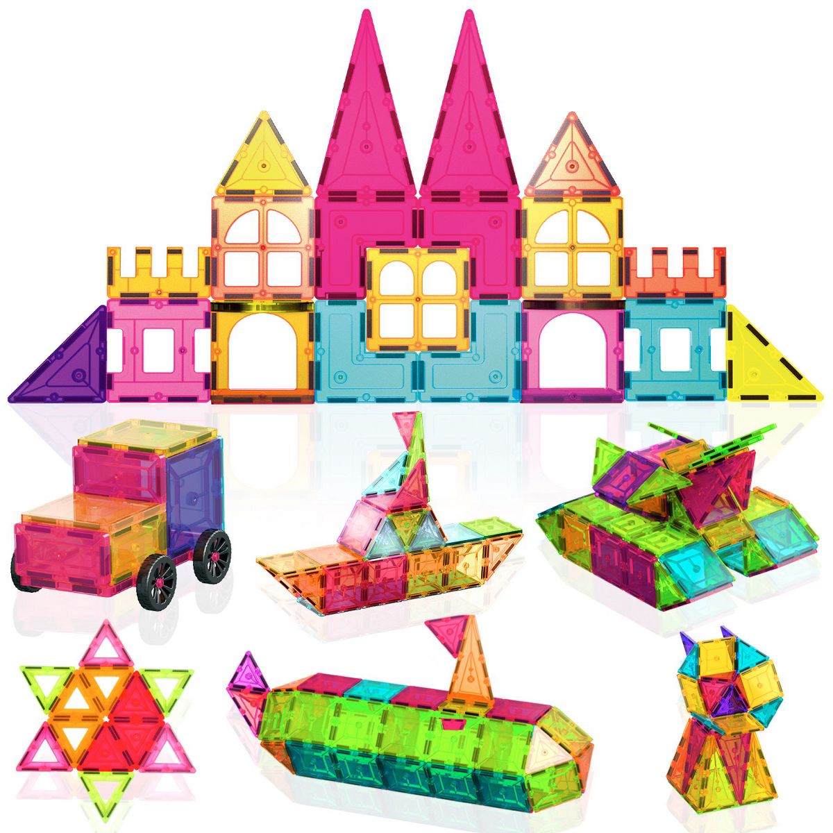 Contixo Tiles ST4 Kids Toy Magnetic Building Shapes, 112 PCS 3D Building Blocks STEM Educational Construction Set Gift For Boys Girls Ages 3-8