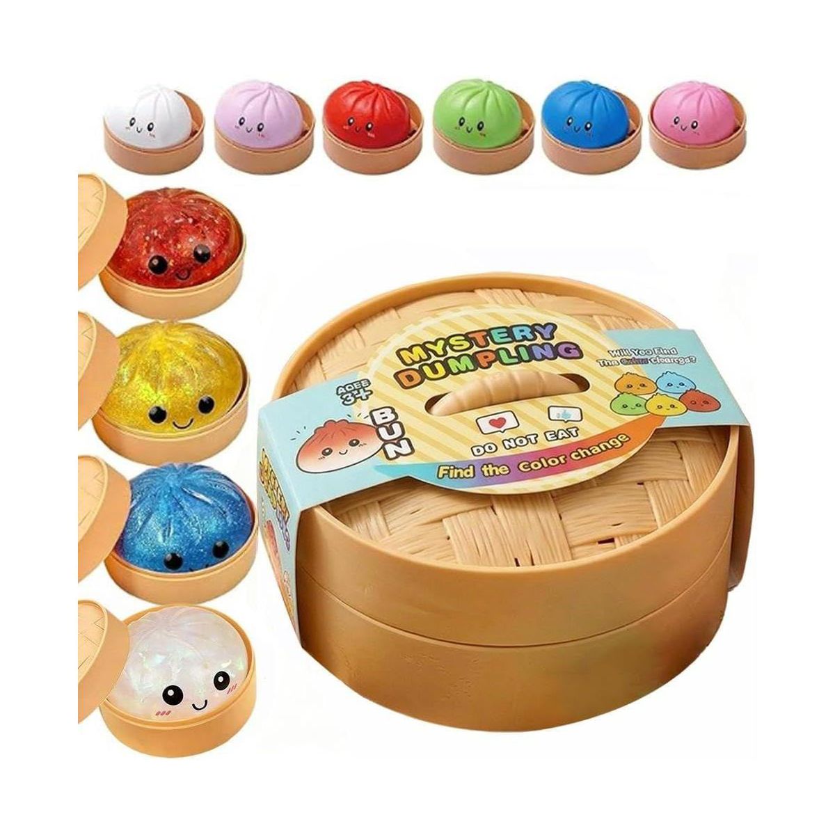 Link Dumpling Squishies Mystery Box, 4 Colors Random Mystery Glitter Dumpling Squishies Toy Gift Box (Random Color) Plus Free Gift