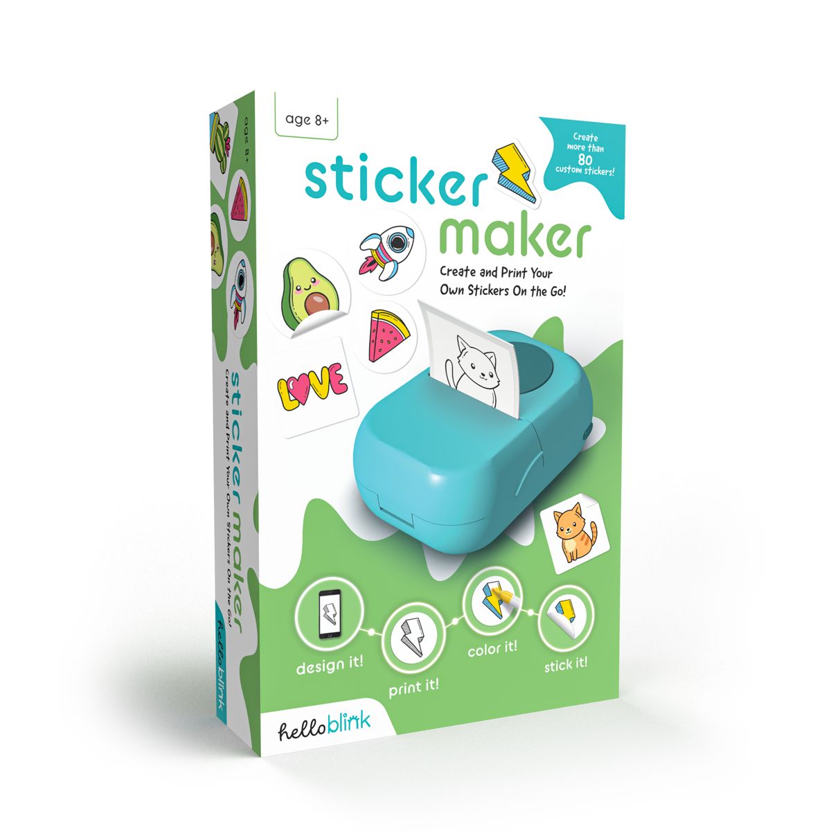 Ceaco Hello Blink Sticker Maker Create Your Own Stickers - Bluetooth Mini Thermal Sticker Printer Craft