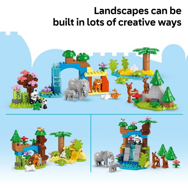LEGO DUPLO Town 3 in 1 Wild Animal Families Preschool Learning and Building Toy 10446