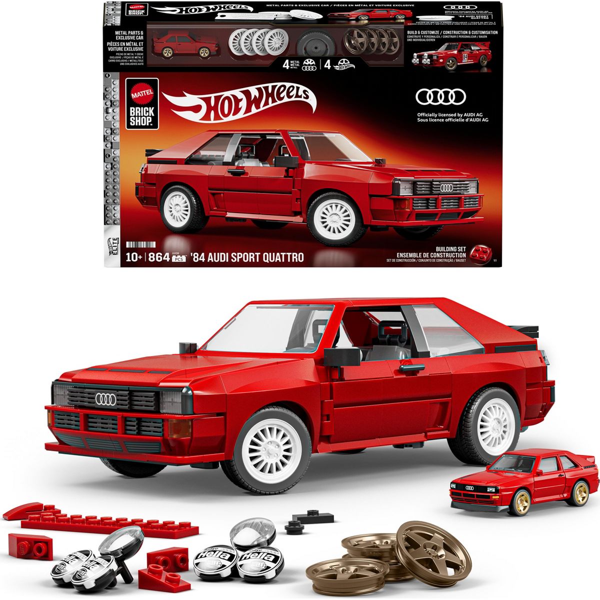 Mattel Brick Shop Hot Wheels '84 Audi Sport quattro Building Toy Kit 864pc for Collectors (Target Exclusive)