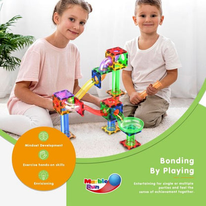PICASSO-TILES Marble Run Magnetic Tiles for Kids – 100PCS STEM Educational Construction Building Blocks Race Track Creative Learning Toy Set