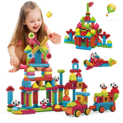 Contixo ST7 STEM Building Blocks Set, 244 Pcs Bristle Shape 3D Educational Construction Toy for Kids Ages 3-8, Creativity, Learning, Safe & Durable