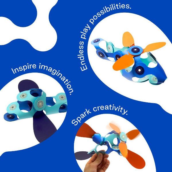 Clixo Airplanes Magnetic Set: 15 Flexible Piece STEM Building Set for Kids Ages 6+