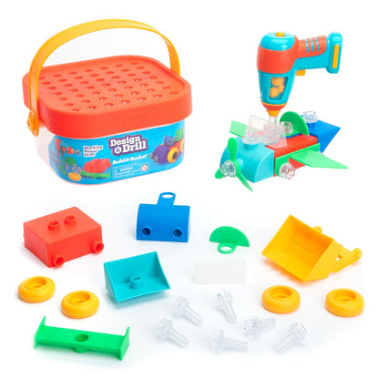 Educational Insights Design & Drill Build-It Bucket with Electric Drill Toy, 41 Pieces, STEM Toy, Ages 3+