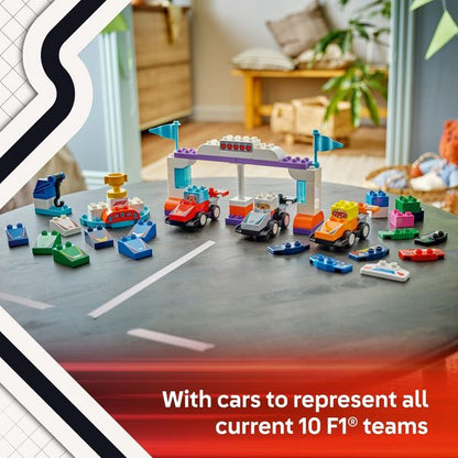 LEGO DUPLO Town F1 Team Race Cars & Drivers Building Toy for Toddlers 10445