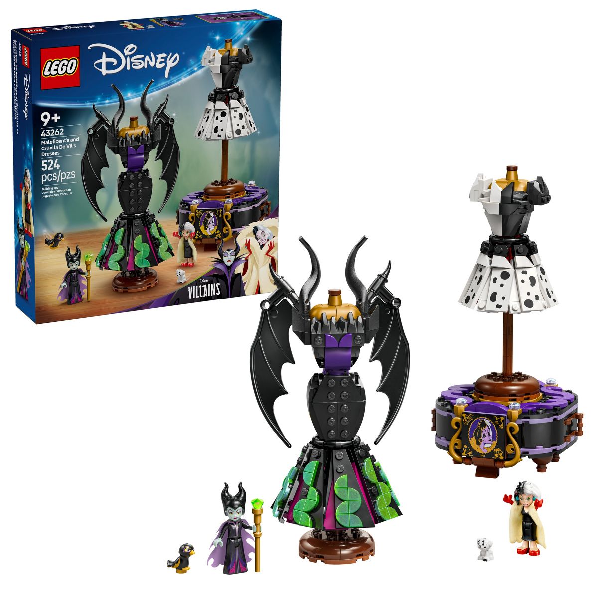 LEGO Disney Villains Maleficent's and Cruella De Vil's Dresses 43262