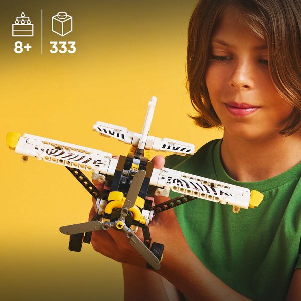 LEGO Technic Bush Plane Building Toy with Spinning Propeller, 4-Cylinder Piston Engine 42198