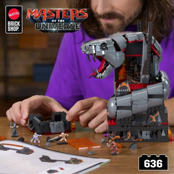 Mattel Brick Shop Masters of the Universe Clash at Snake Mountain Building Toy Kit 636pc for Collectors